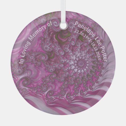 V2 Lavender Nautilus Fractal Memorial Suncatcher  Glass Ornament