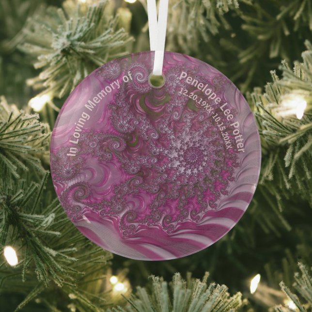 V2 Lavender Nautilus Fractal Memorial Suncatcher  Glass Ornament (Insitu)