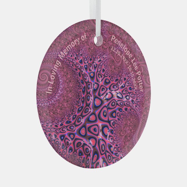 V2 Pink Octopus Fractal Memorial Suncatcher   Glass Ornament (Front Right)