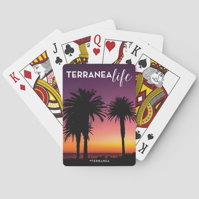 V2. THREE PALMS TERRANEA life PURPLE ORANGE SUNSET Poker Cards (Back)
