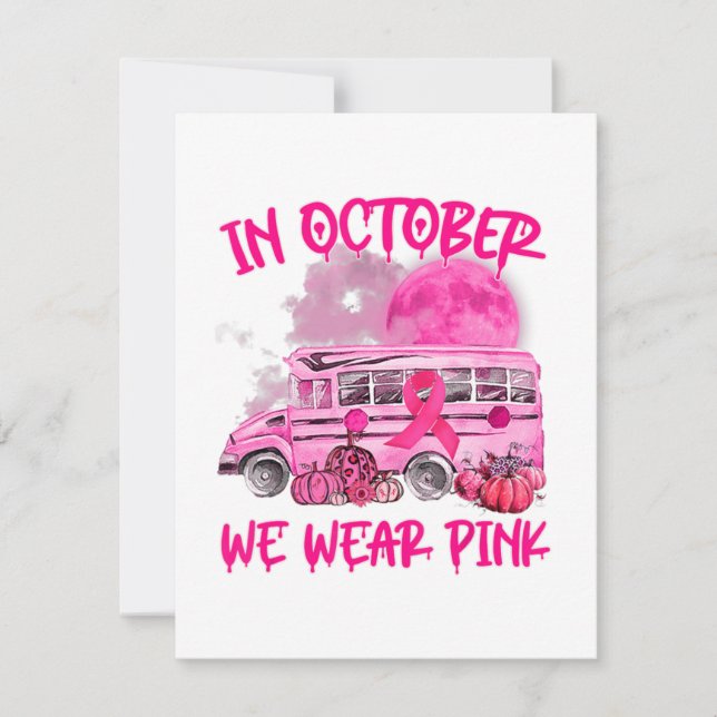 V2dj School Bus Driver Leopard Breast Cancer Aware Note Card (Front)