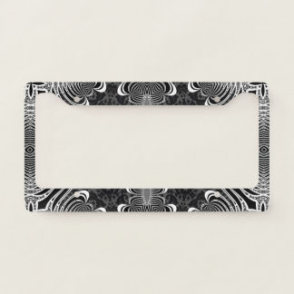 v3 Black+White Geometric Pattern Tribal Design License Plate Frame
