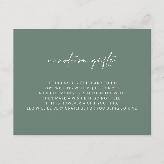 V4 Simple Green Baptism Wishing Well Enclosure Card (Front)