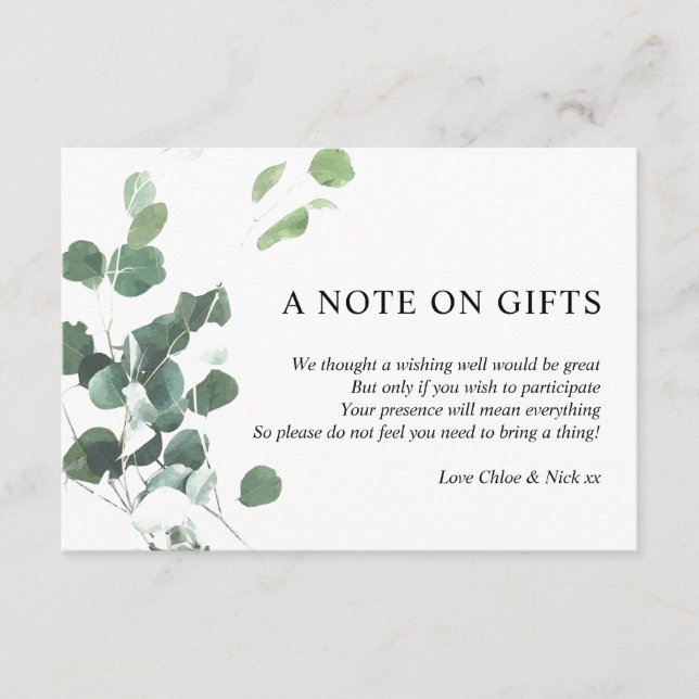 V4 Watercolour leaves ChloeNick Gifts Enclosure Card (Front)