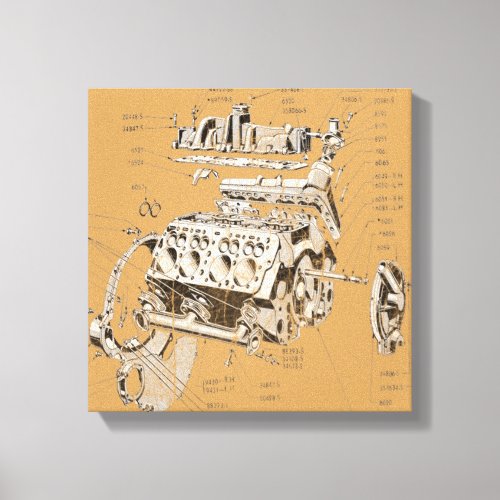 V8 engine canvas print