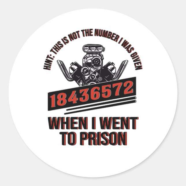 V8 Engine Fan Car Piston 8 Cylinder Mechanic Classic Round Sticker (Front)