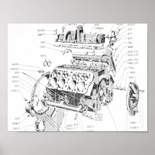 V8 engine poster