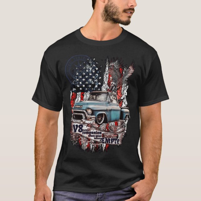V8 Legendary Pickup GMC 100 American funny pig gif T-Shirt (Front)
