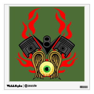V8 Piston Heads Flying Eye Wall Decal