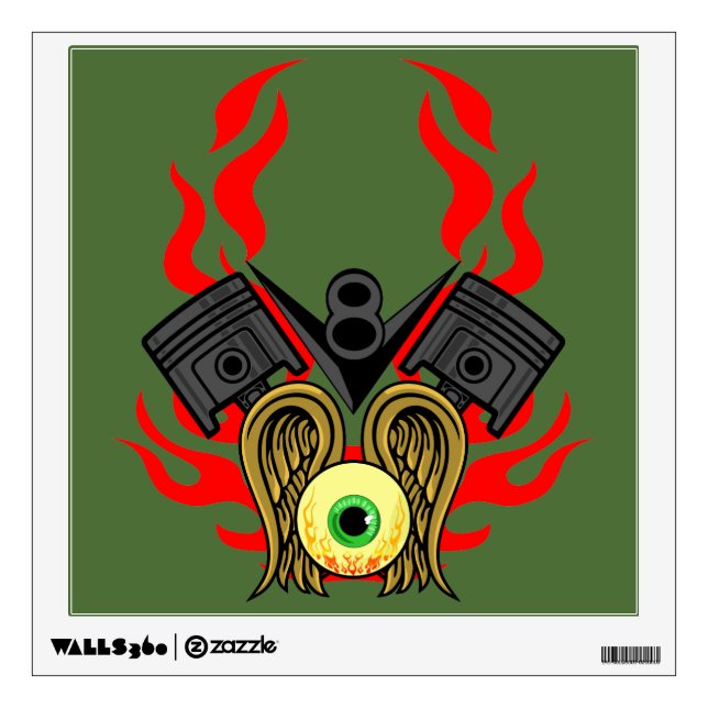 V8 Piston Heads Flying Eye Wall Decal (Front)