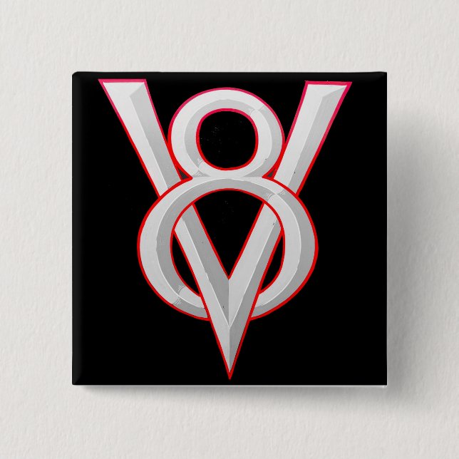 V8 symbol pinback button (Front)