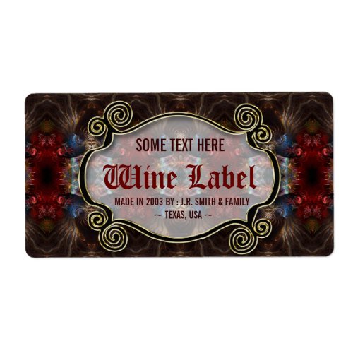 v2 Medieval Fractals Gold Black  Red Wine Labels