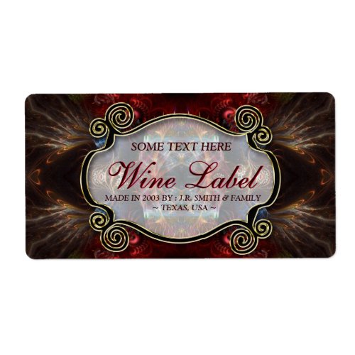 v4 Medieval Fractals Gold Black  Red Wine Labels