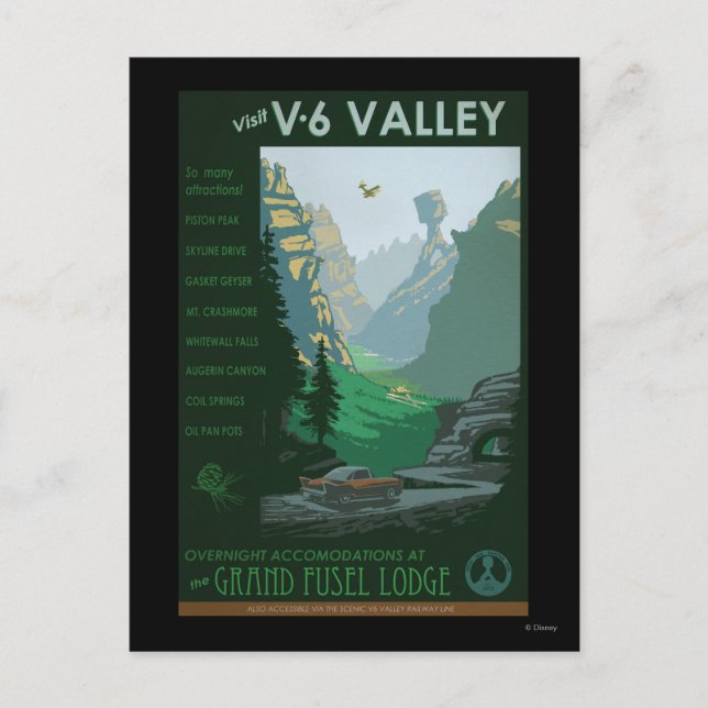 V-6 Valley Illustration Postcard (Front)