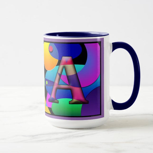 "V" & "A" Monogrammed coffee mug (Right)
