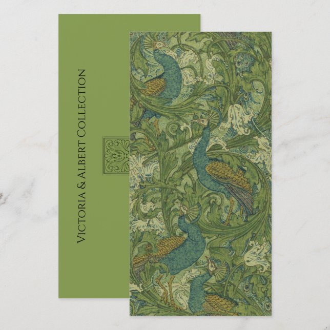 V&A Teal Peacocks Greeting Card (Front/Back)