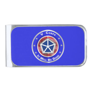 V Corps Veteran Silver Finish Money Clip