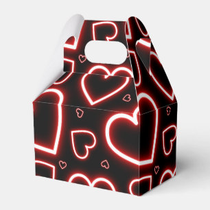 V-Day Red Neon Hearts Favor Boxes
