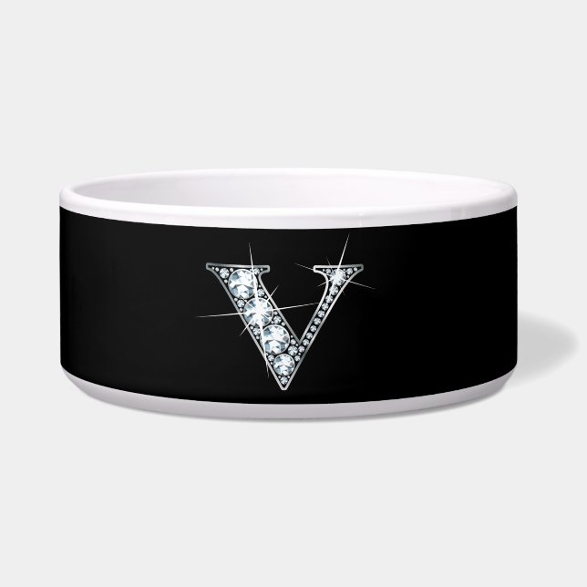 V "Diamond Bling" Pet Bowl (Front)