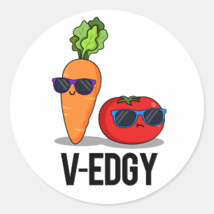 V-Edgy Funny Veggie Pun Classic Round Sticker