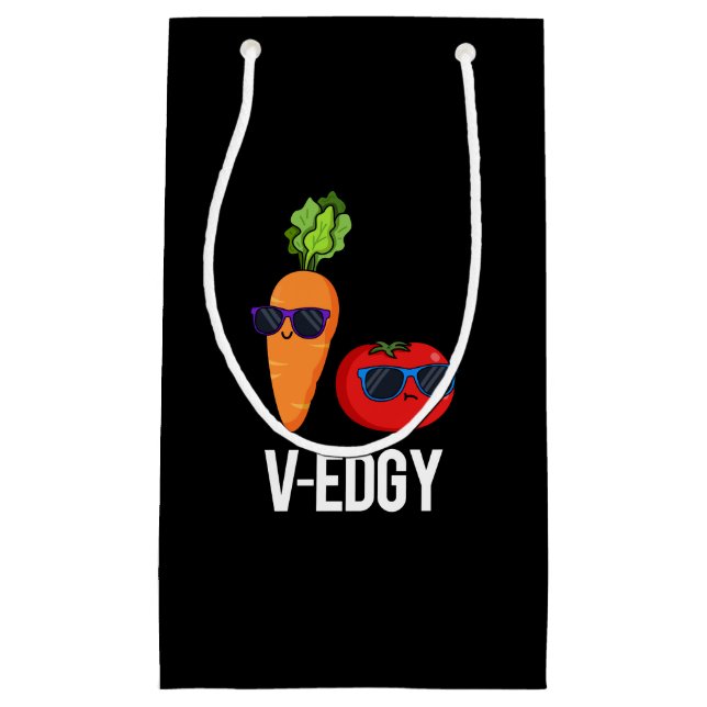V-Edgy Funny Veggie Pun Dark BG Small Gift Bag (Front)