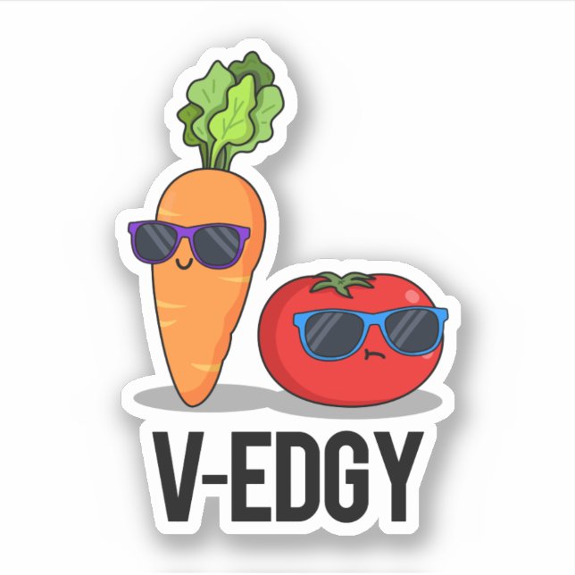 V-Edgy Funny Veggie Pun  Sticker (Front)
