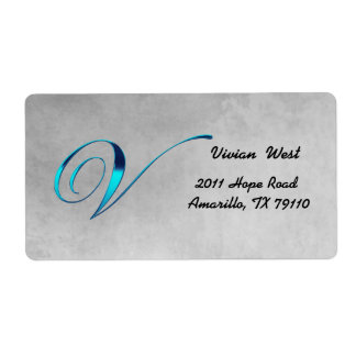 V Elegant Monogram Address Label
