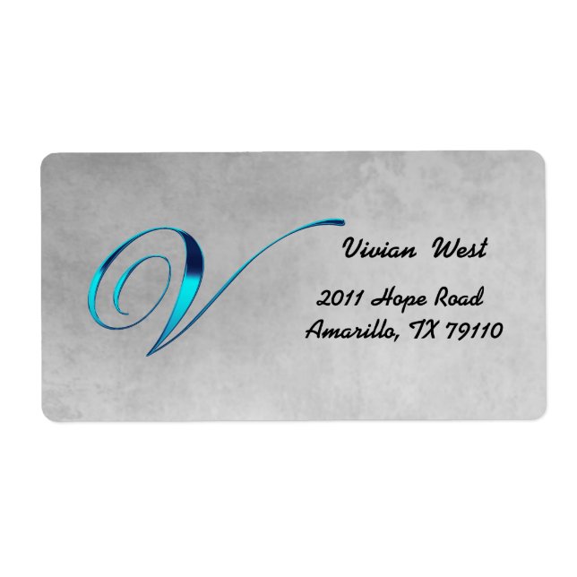 V Elegant Monogram Address Label (Front)