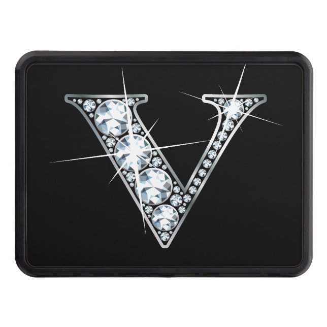 V Faux-"Diamond Bling" Trailer Hitch Cover (Front)