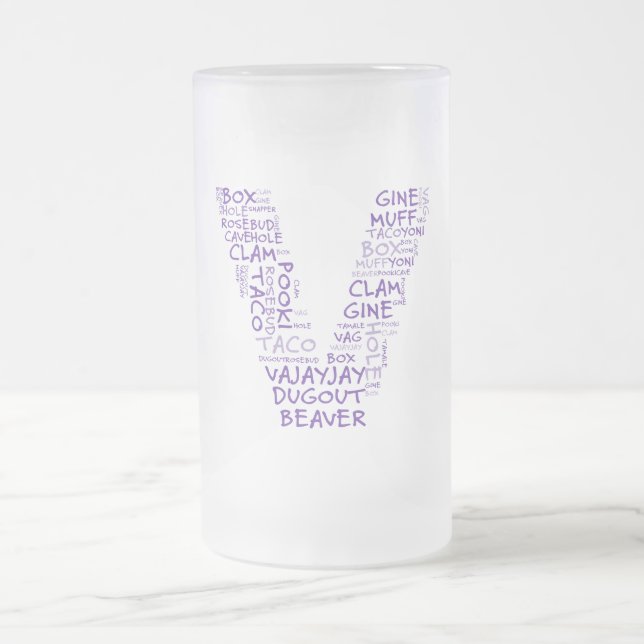 V for vagina victory in Michigan Frosted Glass Beer Mug (Center)