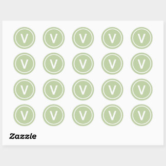 V for Vegan diet natural branding personalize Classic Round Sticker