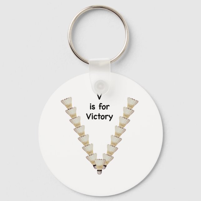V for Victory Badminton Keychain (Front)