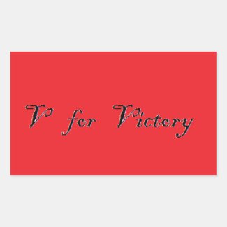 v for victory rectangular sticker
