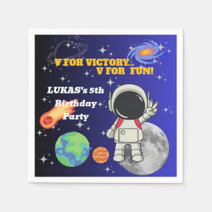  V For Victory V For Fun Astronaut Boy Birthday  Napkins