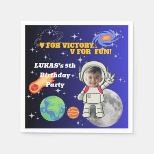  V For Victory V For Fun Astronaut Boy Birthday  Napkins