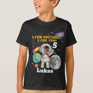 V For Victory V For Fun Astronaut Boy Birthday T-Shirt