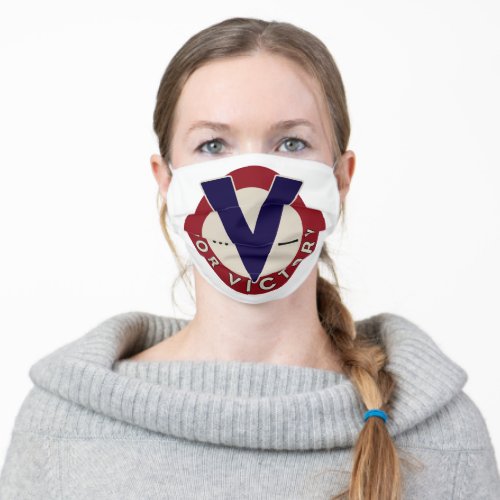 V For Victory WWII Adult Cloth Face Mask
