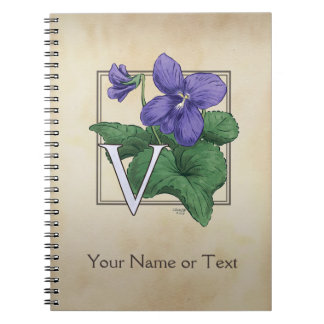 V for Violet Flower Alphabet Monogram Notebook