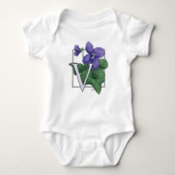 V For Violets Flower Monogram Baby Bodysuit by critterwings at Zazzle