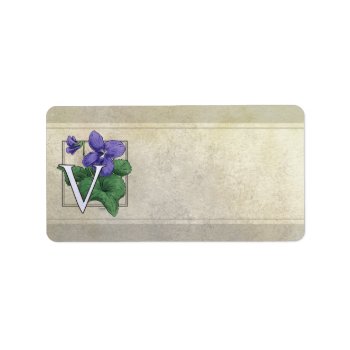 V For Violets Flower Monogram Label by critterwings at Zazzle
