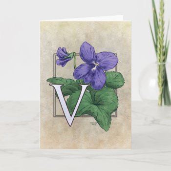 V For Violets Flower Monogram Note Card by critterwings at Zazzle