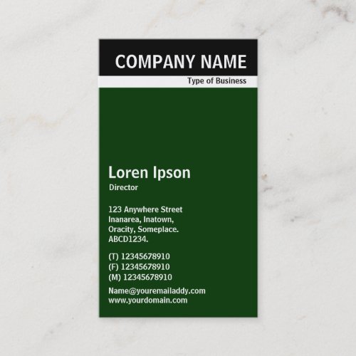 V Header Band _ Black with Dark Green 003300 Business Card