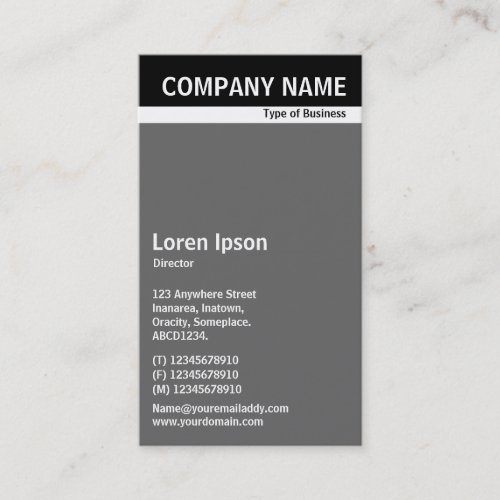 V Header Band _ Black with Gray 666666 Business Card