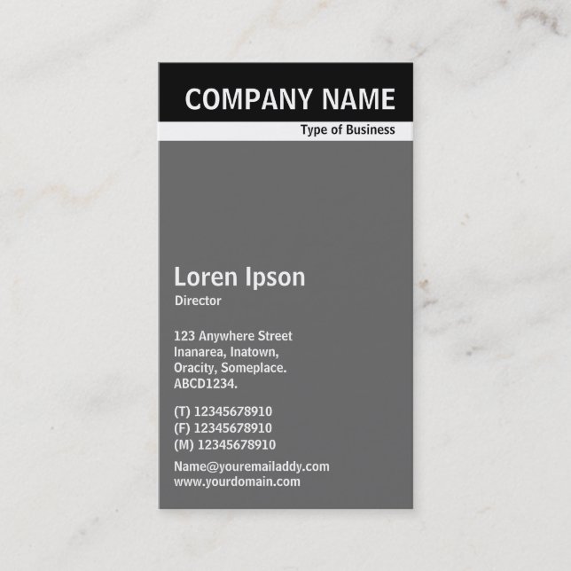 V Header Band - Black with Gray 666666 Business Card (Front)