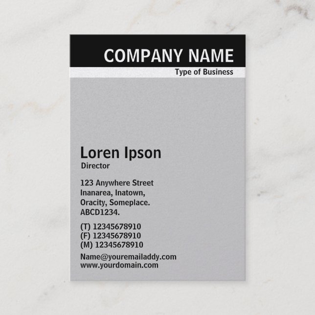 V Header Band - Black with Gray CCCCCC (Gold) Business Card (Front)