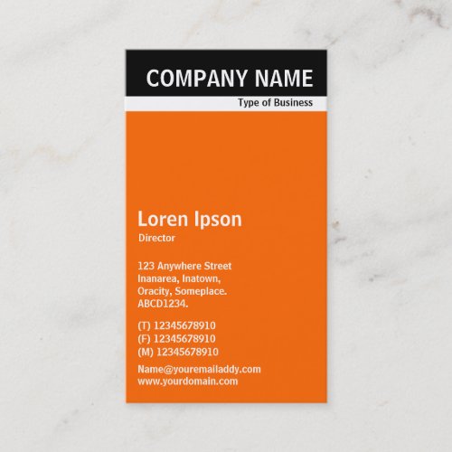 V Header Band - Black with Orange FF6600 Business Card Templates