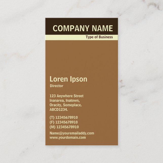V Header Band - Dark Brown, Cream and Brown Business Card (Front)
