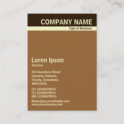 Customizable V Header Band - Dark Brown, Cream and Brown Business Card Template