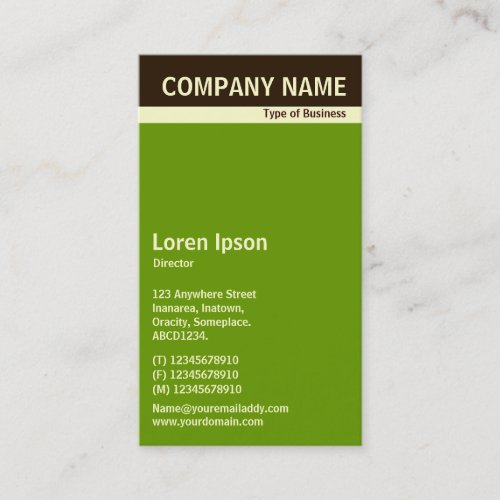 V Header Band _ Dark Brown Cream and Green 669900 Business Card