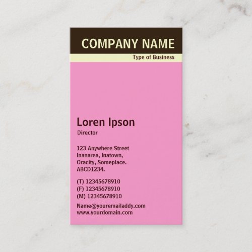 V Header Band _ Dark Brown Cream and Pink FF99CC Business Card